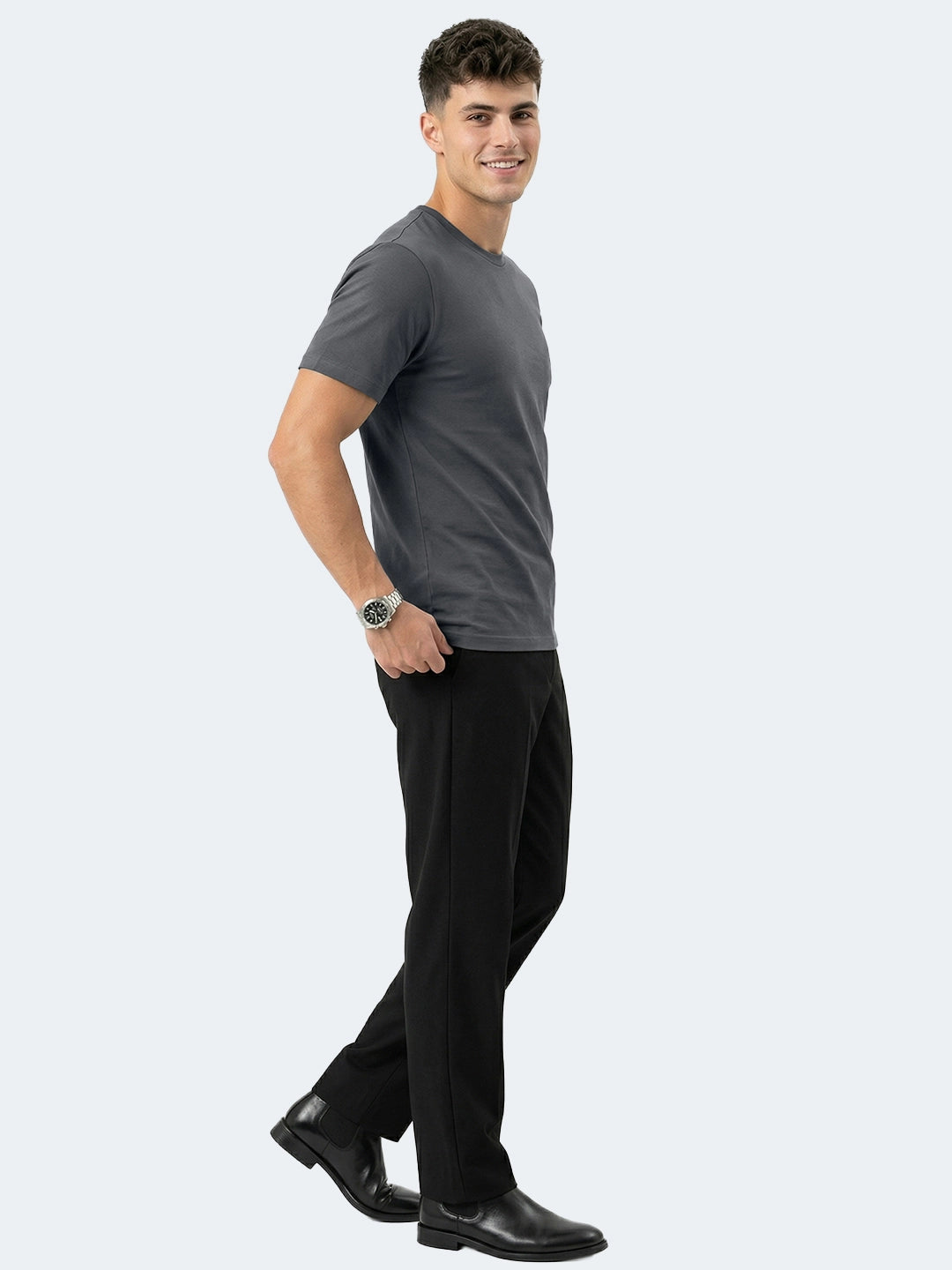 Graphite Grey Premium Supima Crew Neck Tee