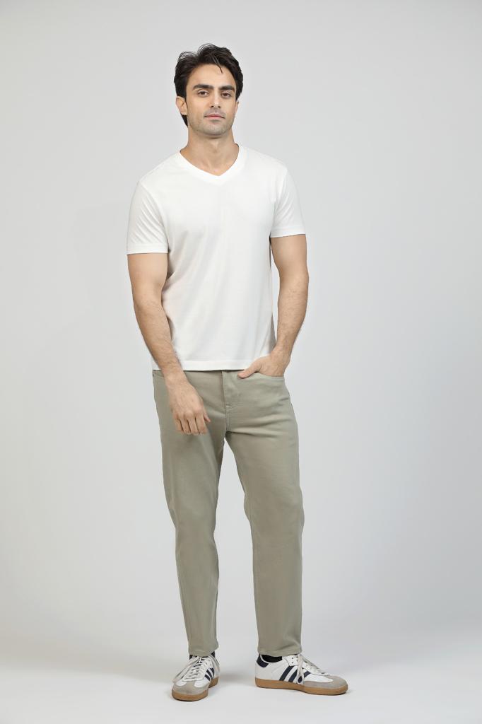 Pure White Premium Supima Modern V Neck Tee