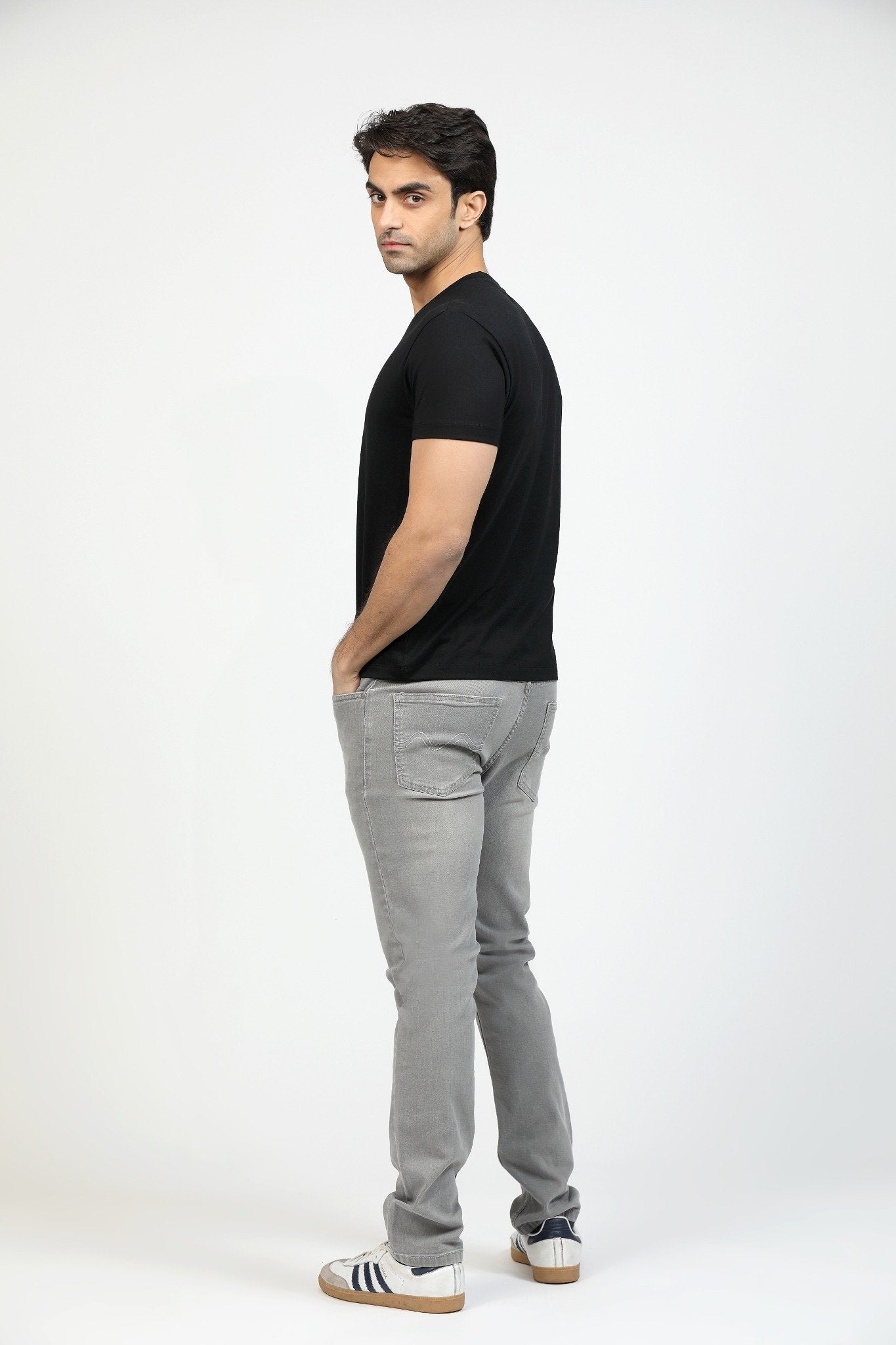 Onyx Black Premium Supima Modern V Neck Tee