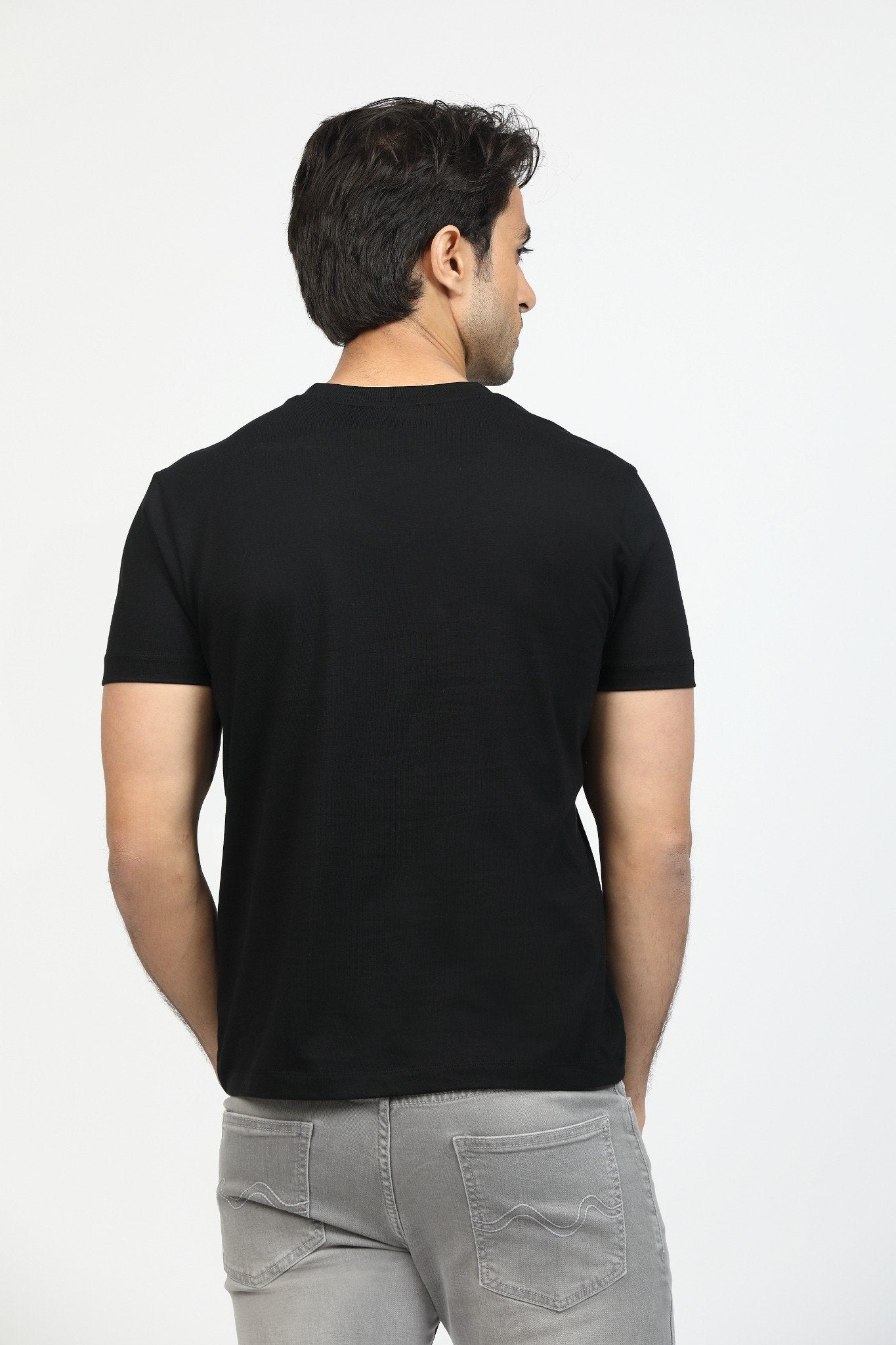 Onyx Black Premium Supima Modern V Neck Tee
