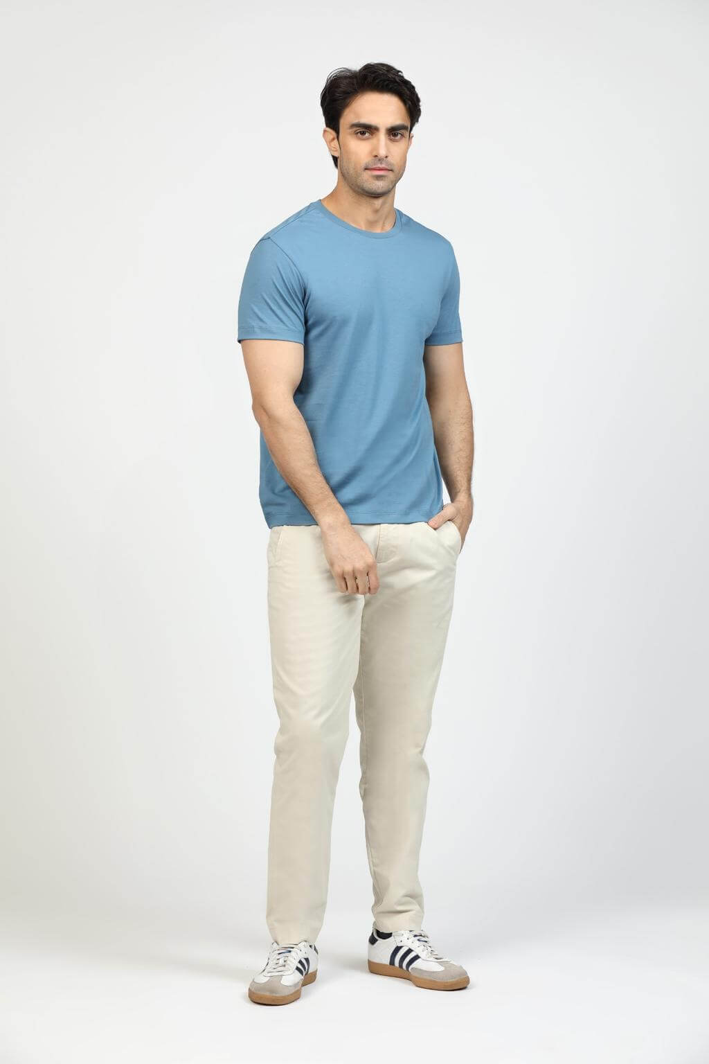 Dusty Blue Premium Supima Crew Neck Tee