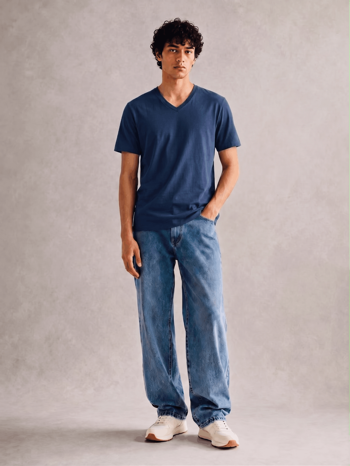 Midnight Navy Premium Supima Modern V Neck Tee