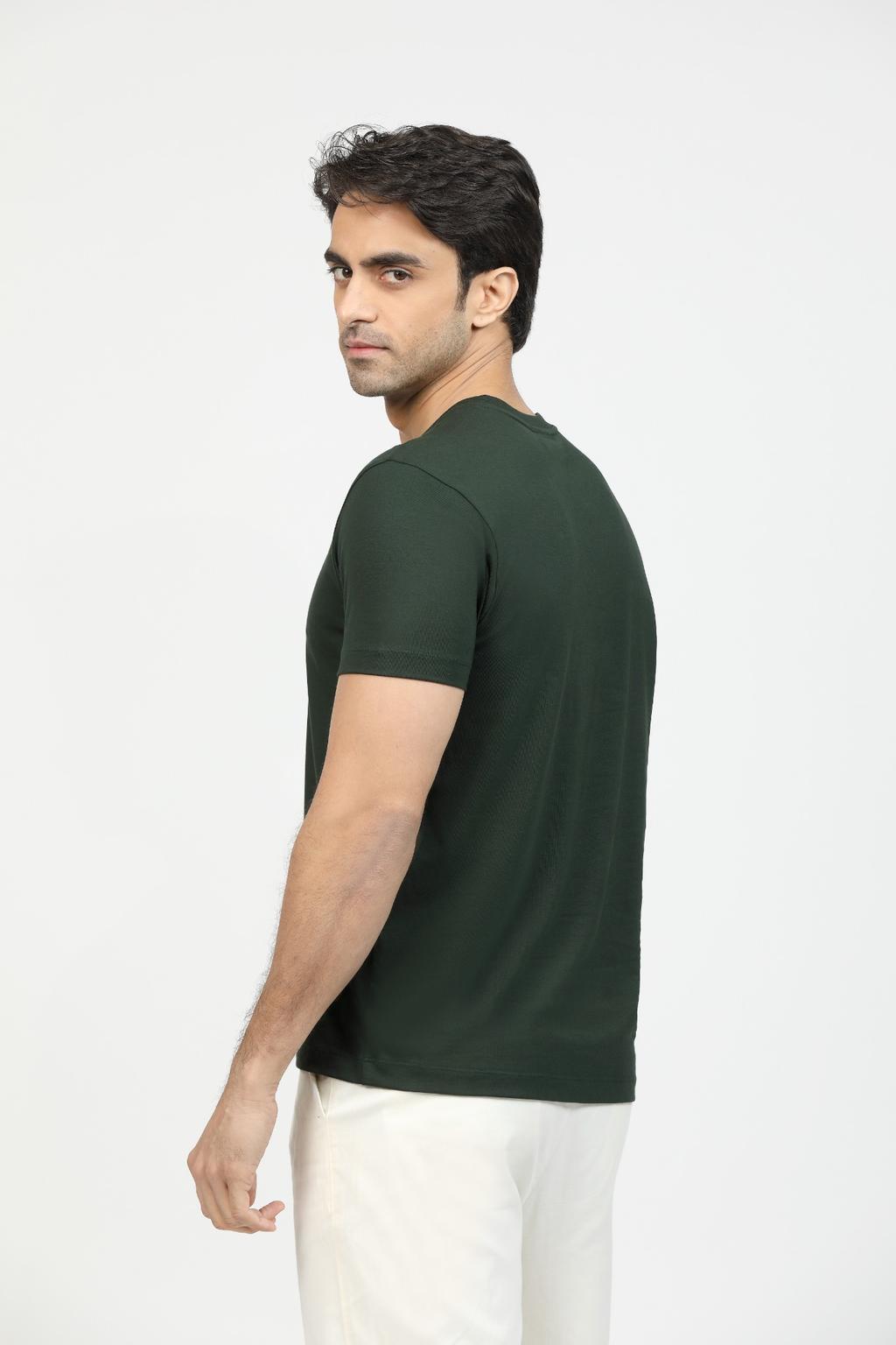 Pine Green Premium Supima Modern V Neck Tee