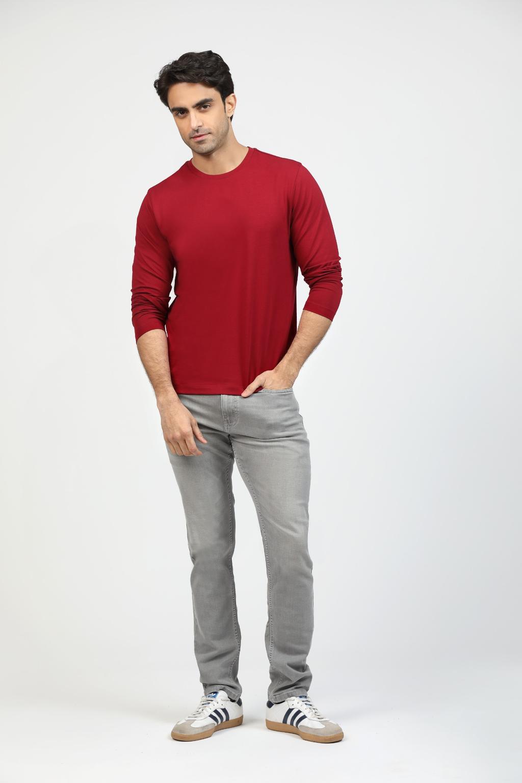 Crimson Red Premium Supima Long Sleeve Tee