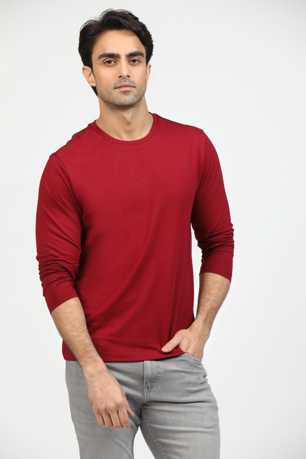 Crimson Red Premium Supima Long Sleeve Tee