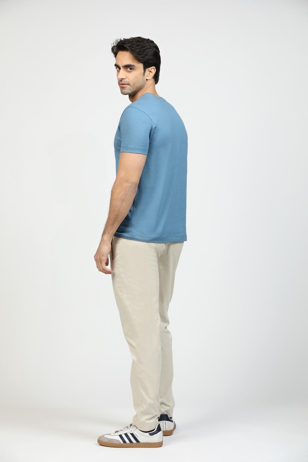 Dusty Blue Premium Supima Crew Neck Tee