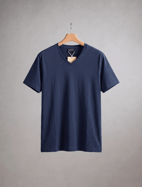 Midnight Navy Premium Supima Modern V Neck Tee